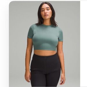 Wundermost Ultra-Soft Nulu Crewneck Cropped T-Shirt, Size Medium, Medium Forest